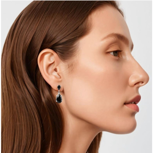 Black Moissanite Teardrop Earrings, 4.4Ct - Picture 5 of 9